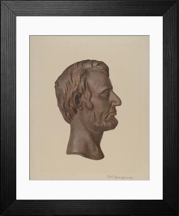 Framed Print : Cast Iron Abraham Lincoln, c. 1941. Creator: Carl Buergerniss Framed Print : Cast Iron Abraham Lincoln, c. 1941. Creator: Carl Buergerniss