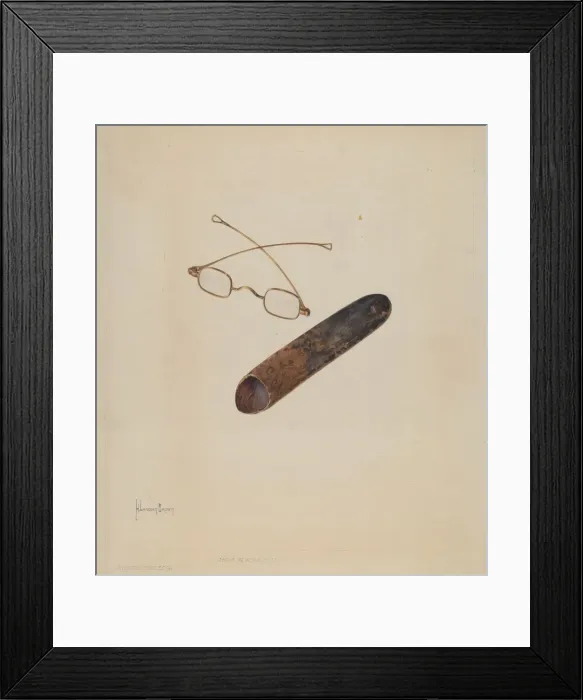 Framed Print : Spectacles and Case, c. 1937. Creator: H. Langden Brown Framed Print : Spectacles and Case, c. 1937. Creator: H. Langden Brown