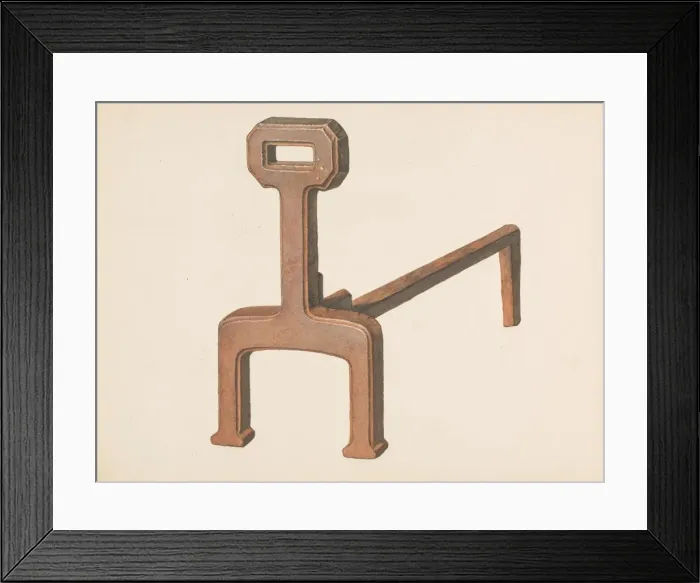 Framed Print : Andiron or Fire Dog, c. 1937. Creator: Carl Buergerniss Framed Print : Andiron or Fire Dog, c. 1937. Creator: Carl Buergerniss
