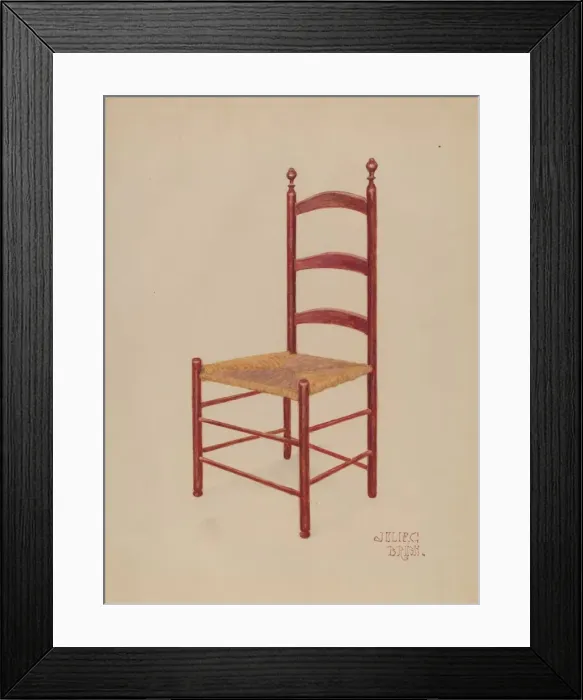 Framed Print : Ladderback Chair, c. 1937. Creator: Julie C Brush Framed Print : Ladderback Chair, c. 1937. Creator: Julie C Brush