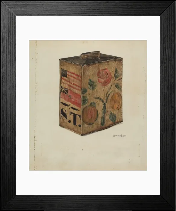 Framed Print : Toleware Canteen, c. 1938. Creator: H. Langden Brown Framed Print : Toleware Canteen, c. 1938. Creator: H. Langden Brown