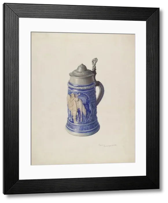 Framed Print : Stone Beer Mug, c. 1939. Creator: Carl Buergerniss Framed Print : Stone Beer Mug, c. 1939. Creator: Carl Buergerniss