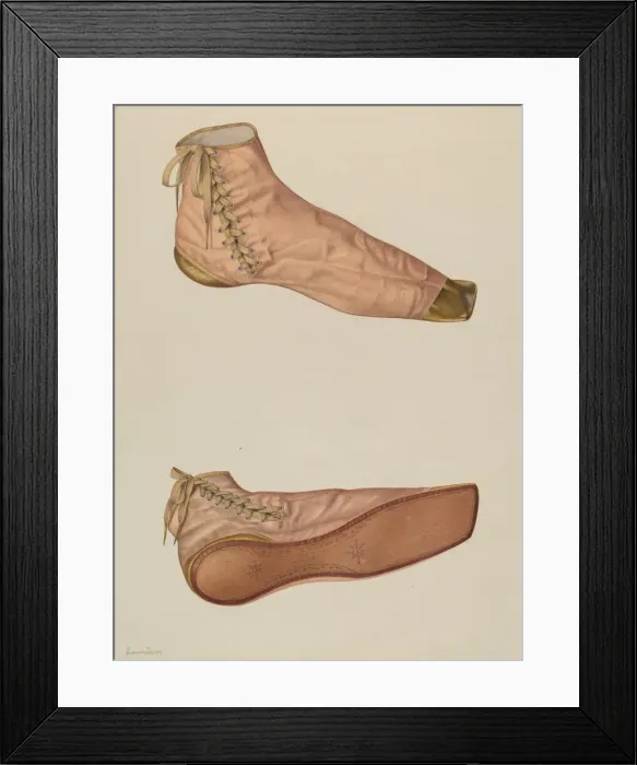 Framed Print : Womans Silk Shoe, c. 1937. Creator: H. Langden Brown