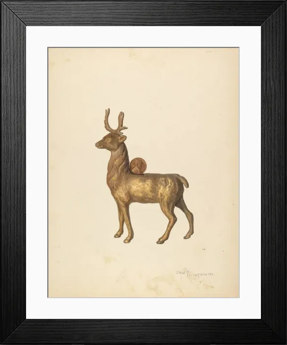 Framed Print : Childs Saving Bank (Deer), c. 1940. Creator: Carl Buergerniss Framed Print : Childs Saving Bank (Deer), c. 1940. Creator: Carl Buergerniss