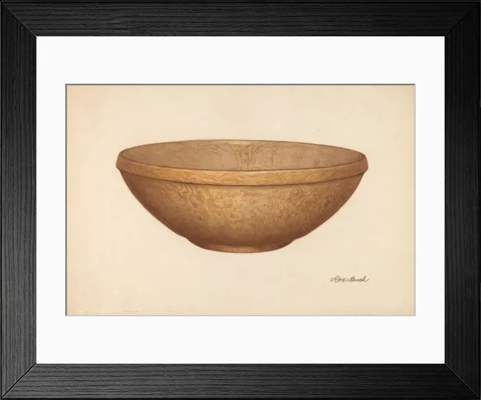Framed Print : Wooden Salad or Chopping Bowl, c. 1938. Creator: Rex F Bush Framed Print : Wooden Salad or Chopping Bowl, c. 1938. Creator: Rex F Bush