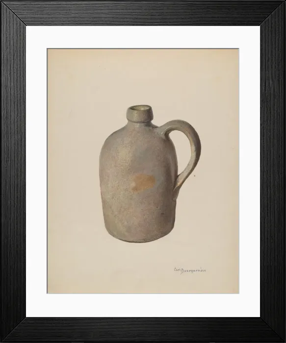 Framed Print : Stone Jug, c. 1940. Creator: Carl Buergerniss Framed Print : Stone Jug, c. 1940. Creator: Carl Buergerniss