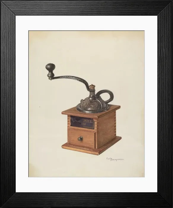 Framed Print : Coffee Mill, c. 1940. Creator: Carl Buergerniss Framed Print : Coffee Mill, c. 1940. Creator: Carl Buergerniss