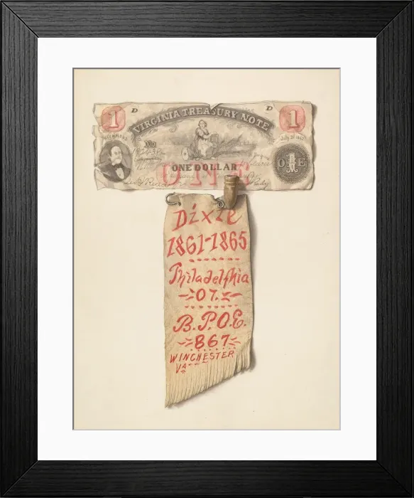 Framed Print : $1 Banknote from Virginia, c. 1936. Creator: Carl Buergerniss Framed Print : $1 Banknote from Virginia, c. 1936. Creator: Carl Buergerniss