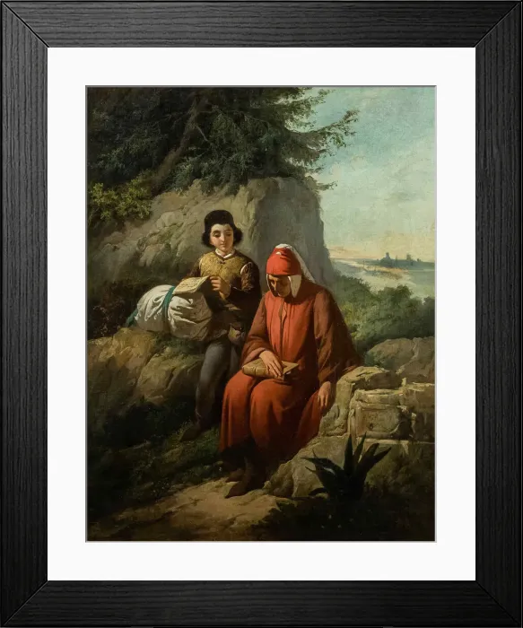 Framed Print : Dante in exile, 1854. Creator: Gatti, Annibale (1828-1909) Framed Print : Dante in exile, 1854. Creator: Gatti, Annibale (1828-1909)
