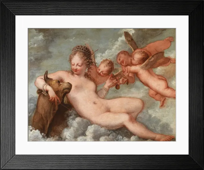 Framed Print : Venus accompanied by Libra and Taurus, 1660s. Creator: Liberi, Pietro (1605-1687) Framed Print : Venus accompanied by Libra and Taurus, 1660s. Creator: Liberi, Pietro (1605-1687)