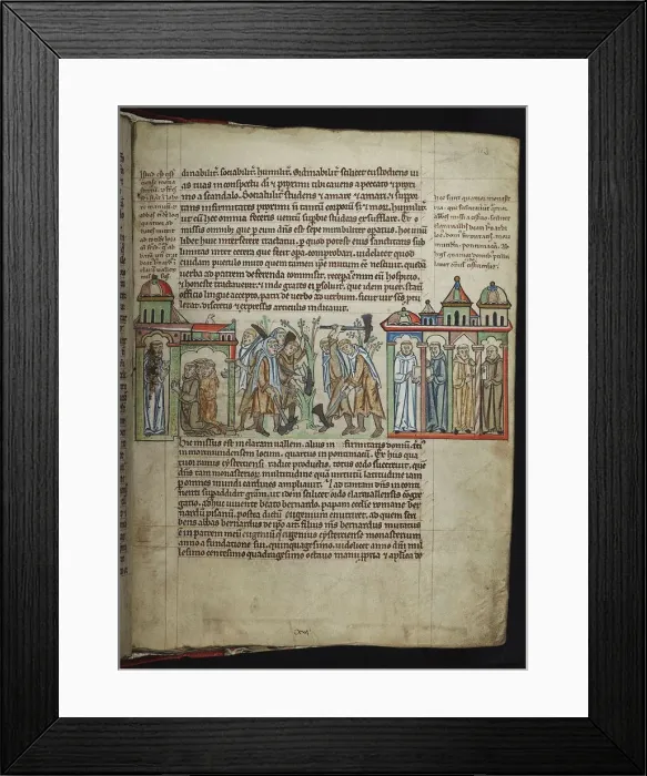 Framed Print : Bernard of Clairvaux sending monks to daughter houses, Cistercian monks, 1249-1250 Framed Print : Bernard of Clairvaux sending monks to daughter houses, Cistercian monks, 1249-1250