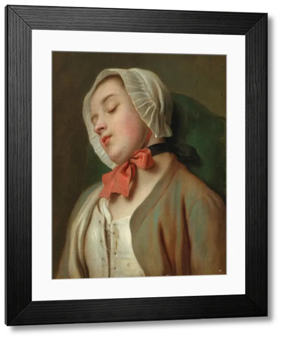 Framed Print : Sleeping young woman, Mid of the 18th cen. Creator: Rotari, Pietro Antonio (1707-1762) Framed Print : Sleeping young woman, Mid of the 18th cen. Creator: Rotari, Pietro Antonio (1707-1762)