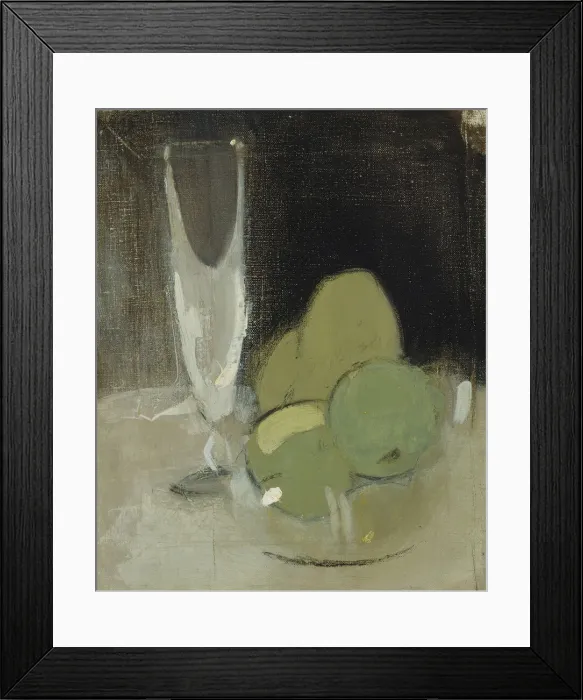 Framed Print : Green Apples And Champagne Glass, 1934. Creator: Schjerfbeck, Helene (1862-1946) Framed Print : Green Apples And Champagne Glass, 1934. Creator: Schjerfbeck, Helene (1862-1946)