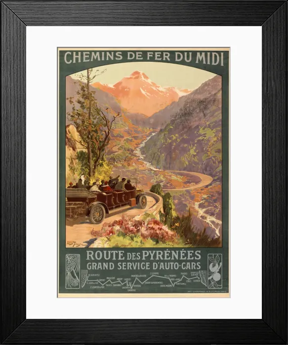 Framed Print : Chemin de fer du Midi. Route des Pyrenees, c. 1900-1910 Framed Print : Chemin de fer du Midi. Route des Pyrenees, c. 1900-1910