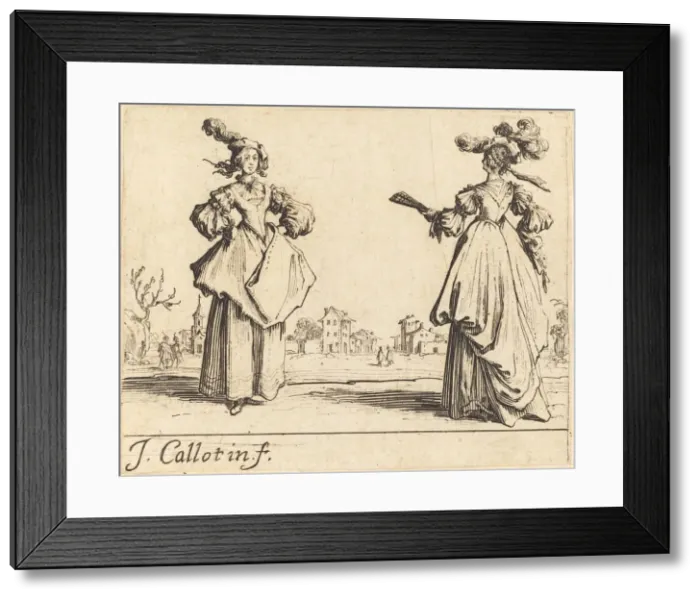 Framed Print : Two Society Women, c. 1623. Creator: Jacques Callot Framed Print : Two Society Women, c. 1623. Creator: Jacques Callot