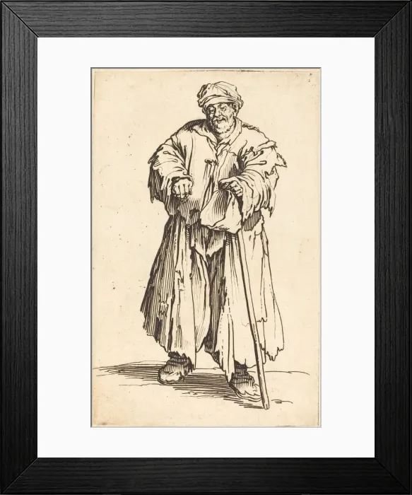 Framed Print : Fat Beggar with Eyes Cast Down, c. 1622. Creator: Jacques Callot