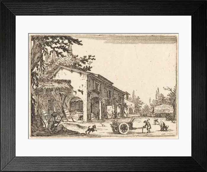 Framed Print : Courtyard of a Farm, c. 1622. Creator: Jacques Callot Framed Print : Courtyard of a Farm, c. 1622. Creator: Jacques Callot