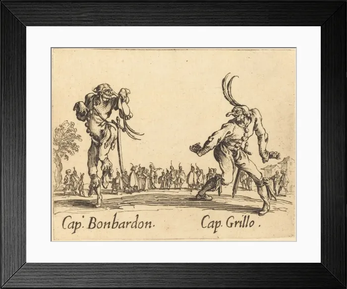 Framed Print : Cap. Bonbardon and Cap. Grillo, c. 1622. Creator: Jacques Callot Framed Print : Cap. Bonbardon and Cap. Grillo, c. 1622. Creator: Jacques Callot
