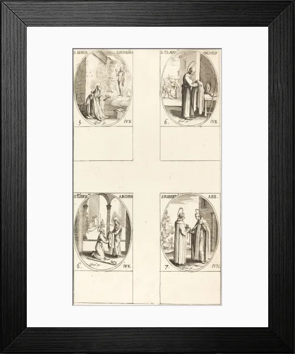 Framed Print : St. Maria Gaudioru; St. Claudius; St. Norbert; St. Robert. Creator: Jacques Callot Framed Print : St. Maria Gaudioru; St. Claudius; St. Norbert; St. Robert. Creator: Jacques Callot