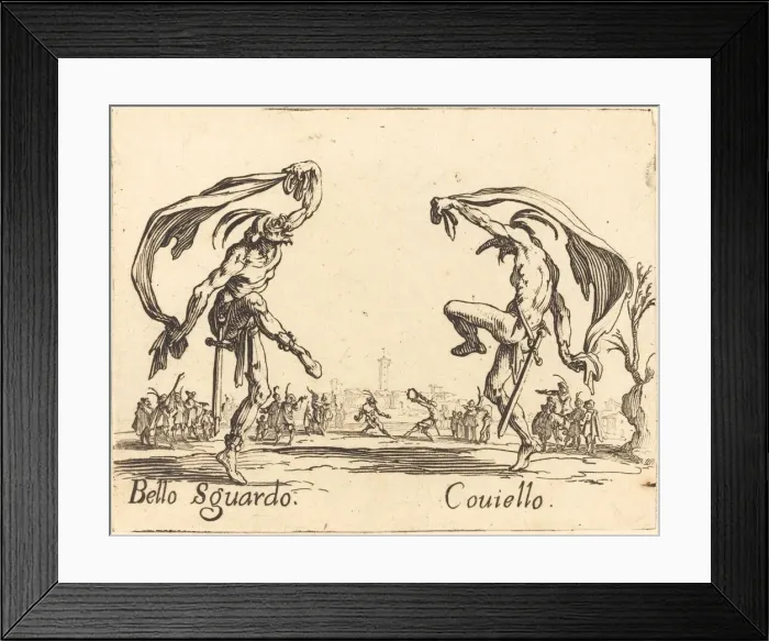 Framed Print : Bello Sguardo and Coviello, c. 1622. Creator: Jacques Callot Framed Print : Bello Sguardo and Coviello, c. 1622. Creator: Jacques Callot