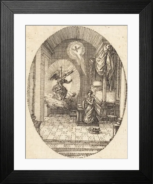 Framed Print : The Annunciation, c. 1631. Creator: Jacques Callot Framed Print : The Annunciation, c. 1631. Creator: Jacques Callot