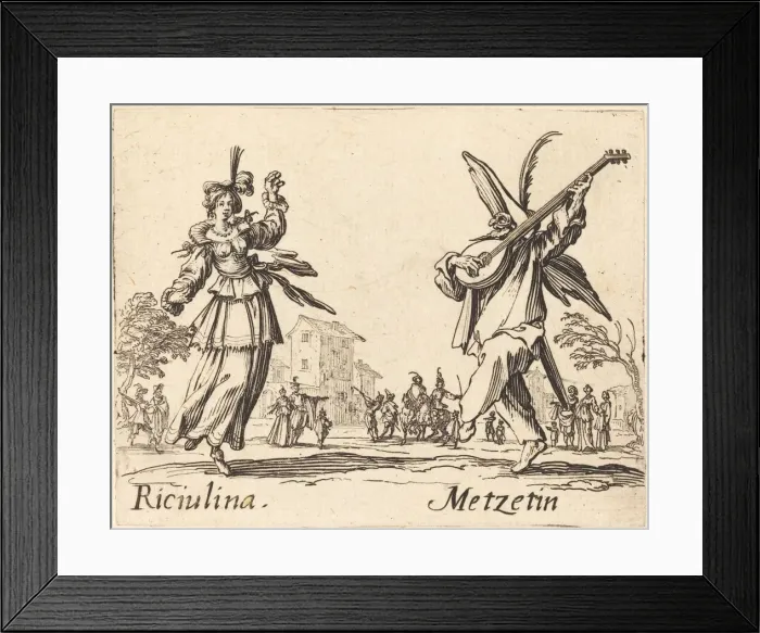 Framed Print : Riciulina and Metzetin, c. 1622. Creator: Jacques Callot Framed Print : Riciulina and Metzetin, c. 1622. Creator: Jacques Callot