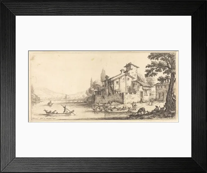 Framed Print : The Walk by the Water, probably c. 1630. Creator: Jacques Callot Framed Print : The Walk by the Water, probably c. 1630. Creator: Jacques Callot
