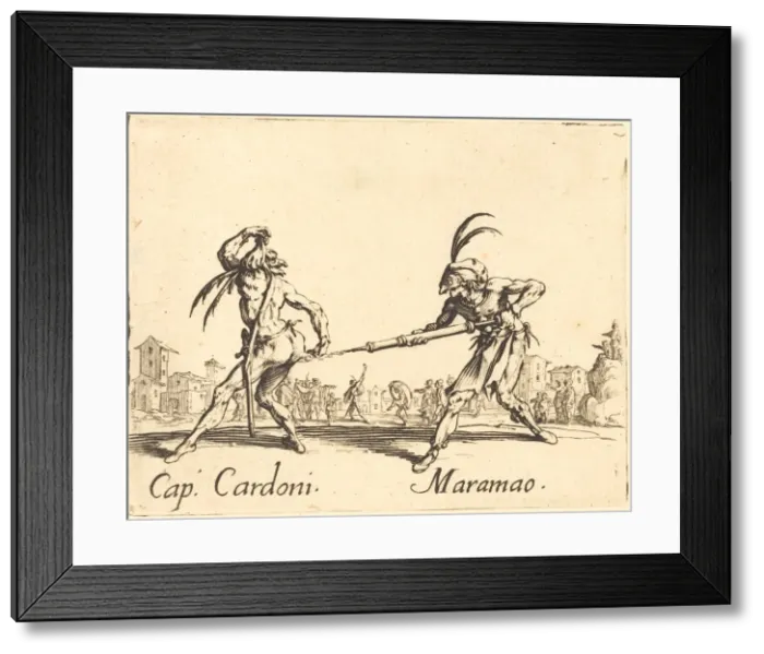 Framed Print : Cap. Cardoni and Maramao, c. 1622. Creator: Jacques Callot Framed Print : Cap. Cardoni and Maramao, c. 1622. Creator: Jacques Callot