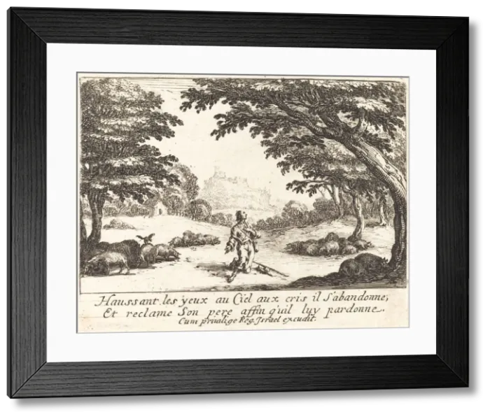 Framed Print : Praying for Divine Help, 1635. Creator: Jacques Callot Framed Print : Praying for Divine Help, 1635. Creator: Jacques Callot