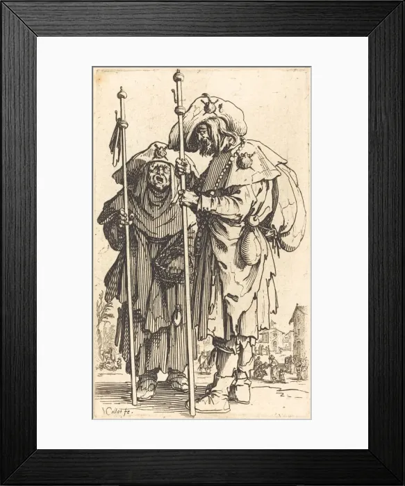 Framed Print : The Two Pilgrims, c. 1622. Creator: Jacques Callot Framed Print : The Two Pilgrims, c. 1622. Creator: Jacques Callot