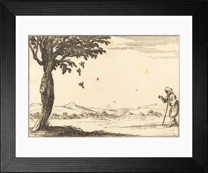 Framed Print : The Crow and her Young, 1628. Creator: Jacques Callot Framed Print : The Crow and her Young, 1628. Creator: Jacques Callot