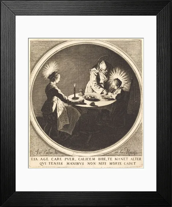 Framed Print : The Holy Family at Table, c. 1628. Creator: Jacques Callot Framed Print : The Holy Family at Table, c. 1628. Creator: Jacques Callot