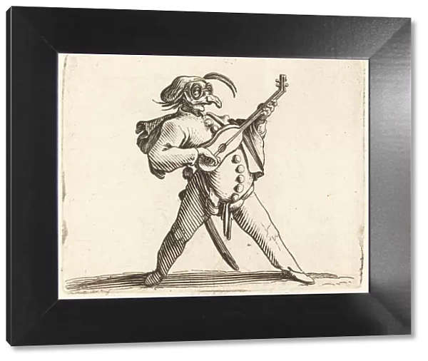 The Masked Comedian Playing a Guitar, c. 1622. Creator: Jacques Callot