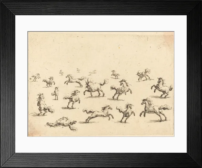 Framed Print : Horses Running, c. 1617. Creator: Jacques Callot Framed Print : Horses Running, c. 1617. Creator: Jacques Callot