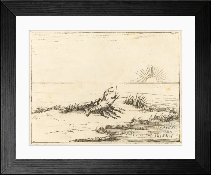 Framed Print : Crayfish Looking at the Sun, 1628. Creator: Jacques Callot Framed Print : Crayfish Looking at the Sun, 1628. Creator: Jacques Callot