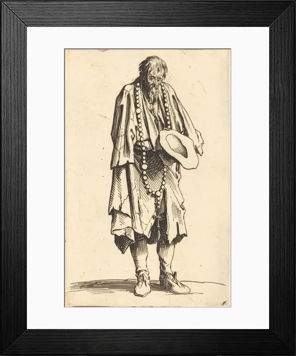 Framed Print : Beggar with Rosary, c. 1622. Creator: Jacques Callot Framed Print : Beggar with Rosary, c. 1622. Creator: Jacques Callot