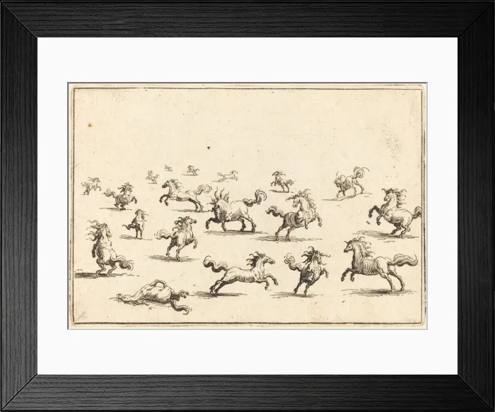 Framed Print : Horses Running, c. 1622. Creator: Jacques Callot Framed Print : Horses Running, c. 1622. Creator: Jacques Callot