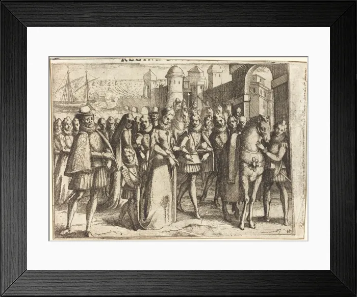 Framed Print : Arrival at Valencia [recto], 1612. Creator: Jacques Callot