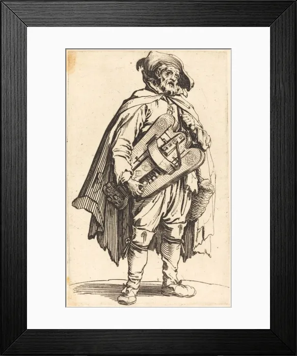 Framed Print : The Hurdy-Gurdy Player, c. 1622. Creator: Jacques Callot