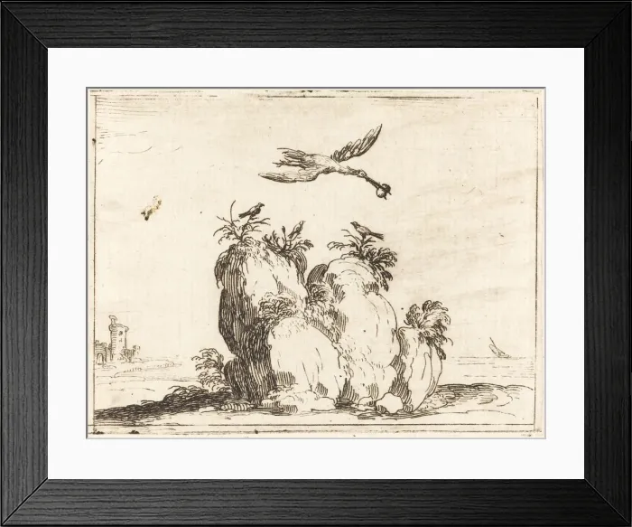 Framed Print : Crane Flying, 1628. Creator: Jacques Callot Framed Print : Crane Flying, 1628. Creator: Jacques Callot