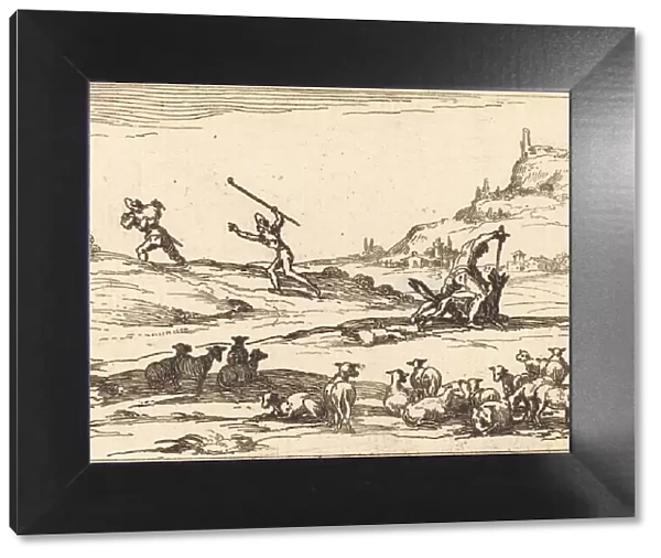 Shepherds Defending their Herds, 1628. Creator: Jacques Callot