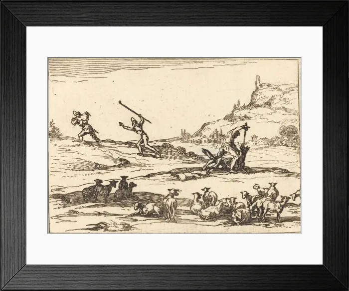 Framed Print : Shepherds Defending their Herds, 1628. Creator: Jacques Callot Framed Print : Shepherds Defending their Herds, 1628. Creator: Jacques Callot