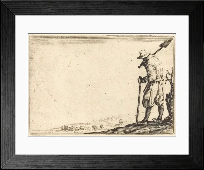Framed Print : Peasant with Shovel on His Shoulder, c. 1622. Creator: Jacques Callot Framed Print : Peasant with Shovel on His Shoulder, c. 1622. Creator: Jacques Callot