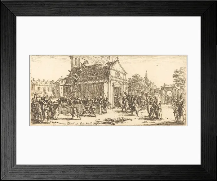 Framed Print : Pillaging a Monastery, c. 1633. Creator: Jacques Callot Framed Print : Pillaging a Monastery, c. 1633. Creator: Jacques Callot