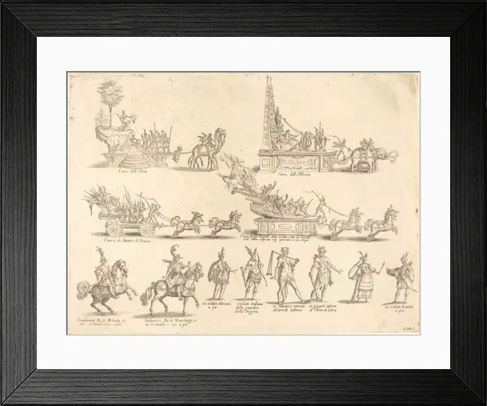 Framed Print : Floats and Participants, 1616. Creator: Jacques Callot