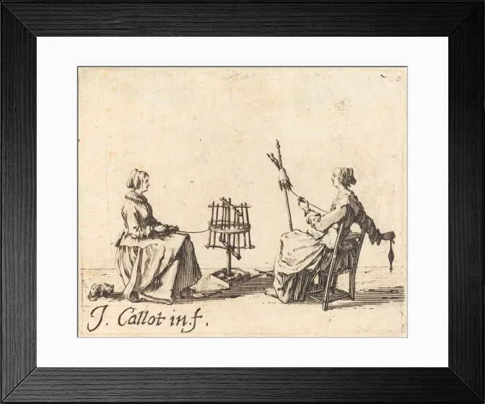 Framed Print : The Winder and the Spinner, c. 1623. Creator: Jacques Callot Framed Print : The Winder and the Spinner, c. 1623. Creator: Jacques Callot