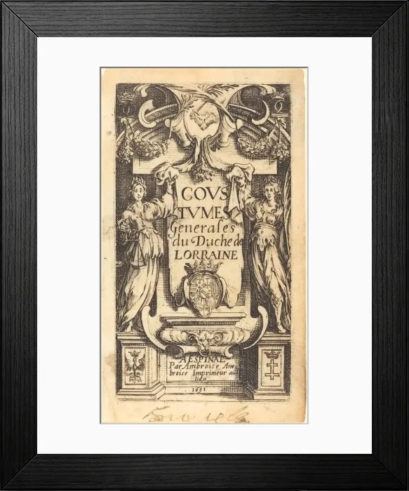 Framed Print : Frontispiece for The Customs of Lorraine'. Creator: Jacques Callot Framed Print : Frontispiece for The Customs of Lorraine'. Creator: Jacques Callot