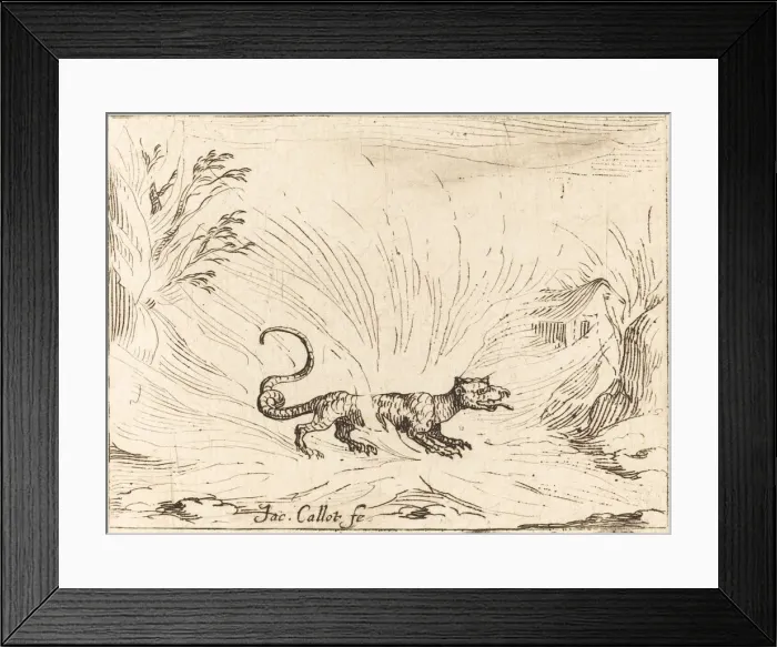 Framed Print : Salamander Surrounded by Flames. Creator: Jacques Callot Framed Print : Salamander Surrounded by Flames. Creator: Jacques Callot