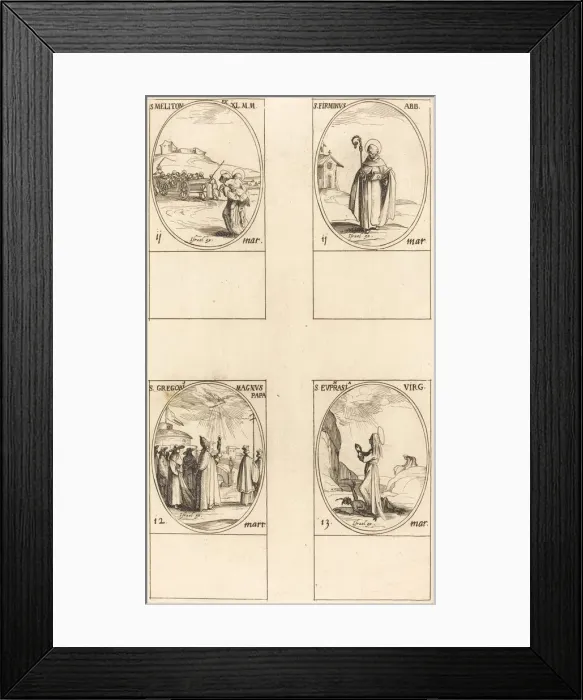 Framed Print : St. Meliton; St. Firminus; St. Gregory the Great; St. Euphrasia. Creator: Jacques Callot Framed Print : St. Meliton; St. Firminus; St. Gregory the Great; St. Euphrasia. Creator: Jacques Callot