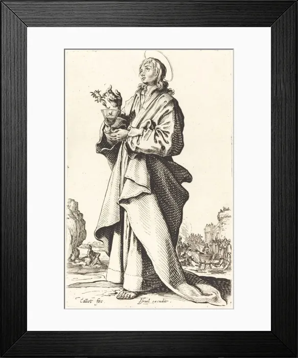 Framed Print : Saint John the Evangelist, published 1631. Creator: Jacques Callot Framed Print : Saint John the Evangelist, published 1631. Creator: Jacques Callot
